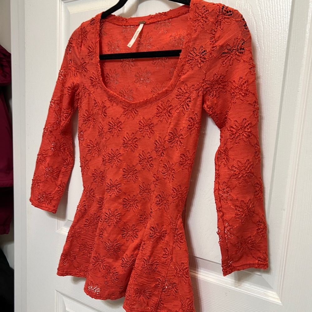Free People Daisy Pointelle Peplum Top - Picture 6 of 14